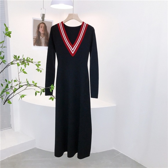 British Style Black Sweater Dress - Picture 11 of 12